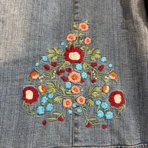 DENIM 24/7 plus size jean jacket Florals Embroidered Sz 24W Boho Biker Western thumbnail 6