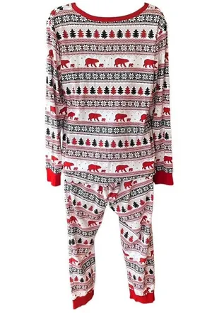 NWOT ~ WONDERSHOP 2 Pc. Bears Trees Snow Lounge Sleepwear Pajamas ~ Women's XL thumbnail 3
