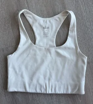 girlfriend collective White Scoop Neck Racerback Sports Bra thumbnail 1