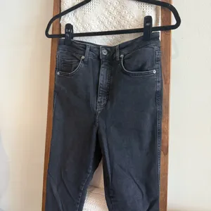 NWOT Free People We The Free Black Denim Raw Hem High Waisted Jeans thumbnail 2
