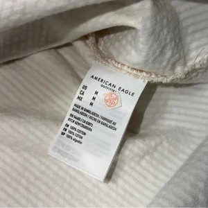 American Eagle Colorblock Corduroy Button Up Shirt Cream and Tan Womens M thumbnail 5