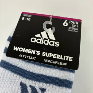 Adidas 6 Pairs Womens SuperLite No Show Socks White Blue Pink Tan NWT Sz 5-10 thumbnail 2