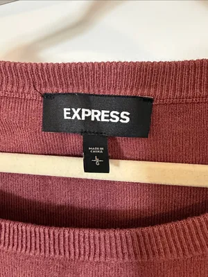 Express Dusty Rose Lace-Up Waist Knit Top thumbnail 4