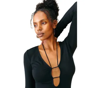Reformation Vianna Black Long Sleeve Plunge Cutout Bodycon‎ Mini Dress XS thumbnail 7