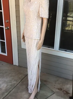Scala Elegant Lace Evening Dress in Blush thumbnail 4