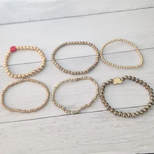 Bundle of 6 Bracelets - Gold Tone Stretch Bracelets - Fair Condition thumbnail 10