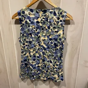 Cute slinky 90s Jones New York pleated collar water drops pebble sleeveless top thumbnail 8