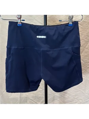 High-Rise Navy Athletic Bike Shorts with Side Pockets thumbnail 3
