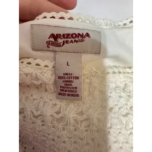 Arizona Jean Co White Crochet Boho Cami Top Large Cottagecore 100% cotton Lined thumbnail 4