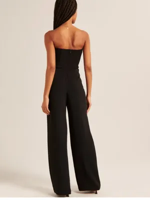 Abercrombie & Fitch Strapless Premium Crepe Jumpsuit Black XS thumbnail 2