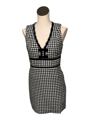 NWT Avec Les Filles Women's Black Bow Tweed Dress SZ-4 thumbnail 3