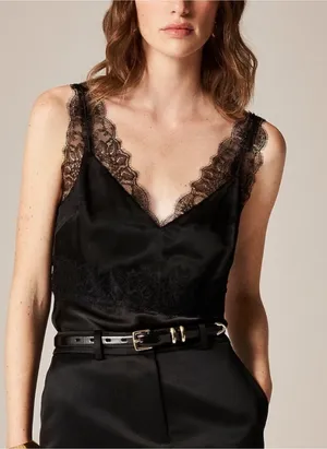 J.Crew Lace-trim tank top in luster charmeuse thumbnail 1