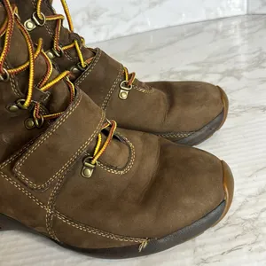 Timberland Brown Nubuck Leather Lace Up Wedge Boots size 9.5‎ thumbnail 4