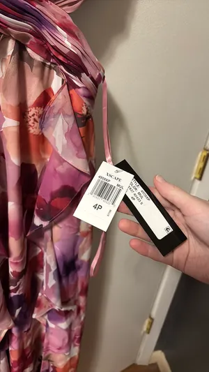 XSCape long printed chiffon cutout dress thumbnail 2