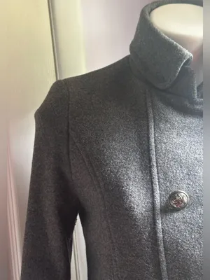 ZARA WARM WEAR TRF Gray Wool Double-Breasted 9 Button Side Pockets Pea Coat Sz M thumbnail 6