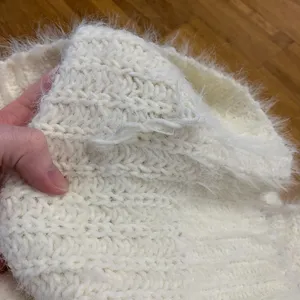 Express Fuzzy Knit Mock Neck Cropped Sweater Womens XS IvoryPullover Cozy Winter thumbnail 8