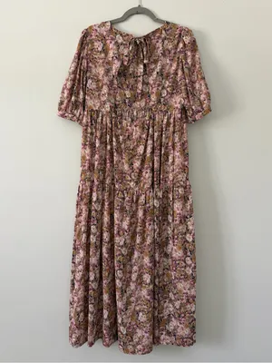 En Saison Jocelyn Pink Purple Floral Tiered Romantic Open Back Maxi Dress M thumbnail 4