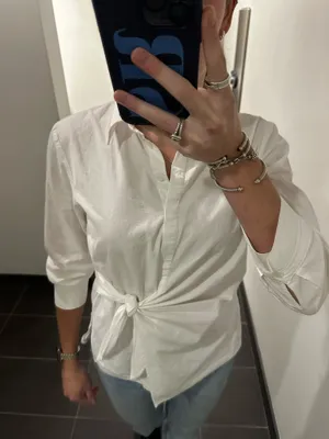 Zara white button down shirt with a tie thumbnail 2