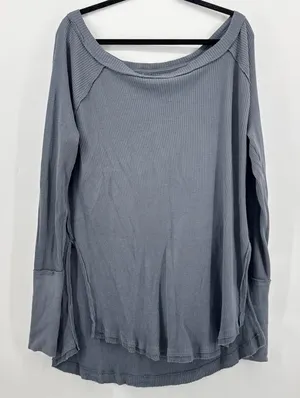 Free People We The Free Small Gray Arlo Thermal‎ Waffle Knit Oversized OB1169470 thumbnail 1
