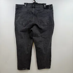 Abercrombie & Fitch The Mom High Rise Jeans 16S 33 Black Cropped Stretch thumbnail 4