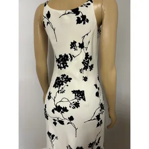 Y2K SL Fashions White Black Floral Midi Sheath Dress Square Neck Size 8 146544 thumbnail 4