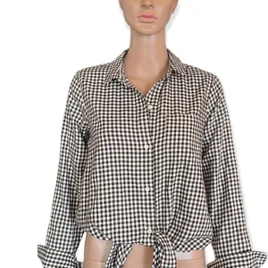 MADEWELL Flannel Tie Front Gingham Button Down Shirt Size S NEW thumbnail 5