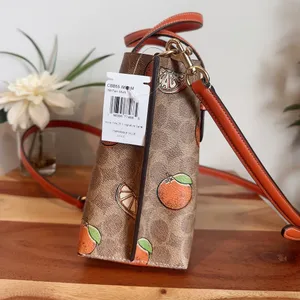 NWT COACH Mollie Tote‎ Bag 25 In Signature Canvas With Orange Print thumbnail 3