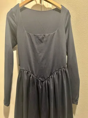 OYS Women’s Long Sleeve Square Neck Back Belt A Line Ruffle Hem Mini Dress thumbnail 6