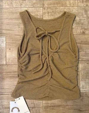 Commense Casual Sleeveless Tie-Front Tank Top — Olive Brown- NWT thumbnail 1