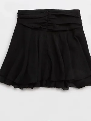 Aerie Chiffon Flowy wrap skirt black mini skirt lined size S Gothcore coquette thumbnail 5