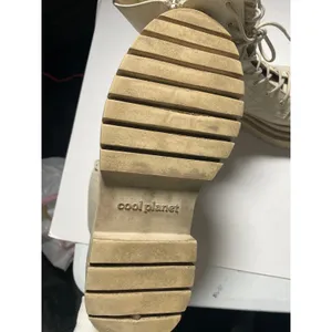 Cool Planet Combat Boots Womens 6.5M Cream Moss Platform Lug Sole Chunky Goth‎ thumbnail 6