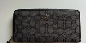Coach Black and Gray Signature Zip Wallet thumbnail 1