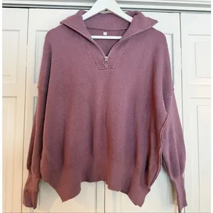 Amazon purple ribbed quarter zip sweater size S thumbnail 2