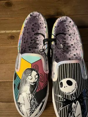 Disney NWT Nightmare Before Christmas ladies size 8.5 slip on shoes Jack and Sally thumbnail 2