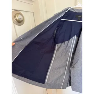 J.Crew Unstructured Shawl Collar linen cotton blend blue/gray blazer size 8 thumbnail 6