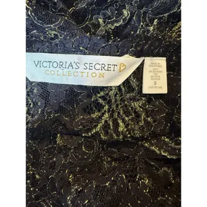 Victoria's Secret Black Gold Lace Robe 90's Glam Whimsi Goth S resort beach boho thumbnail 4