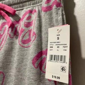 NWT Grey & Pink Barbie Logo Graphic Printed PJ Pajama Bottoms Lounge Pants - S thumbnail 4