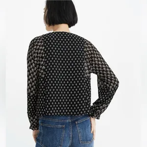 Madewell Sheer Sleeve Top in Brushstroke Paisley Mix M thumbnail 4