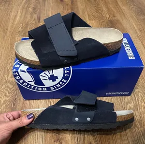 BIRKENSTOCK Kyoto black leather sandals slippers shoes women’s eur 39 new thumbnail 1