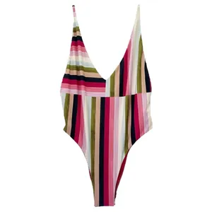 NWT Billabong Sun Quest One Piece Swimsuit Red Pink Multi Stripe Size XL New thumbnail 3