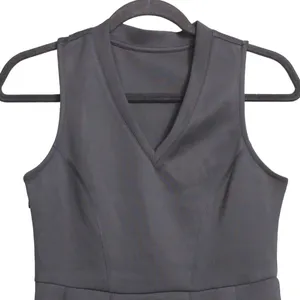 Halara V Neck Sleeveless Side Zipper Pleated Mini Golf Dress Black Small thumbnail 4