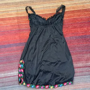 Vintage Victorias secret black embroidered floral and lace slip thumbnail 4