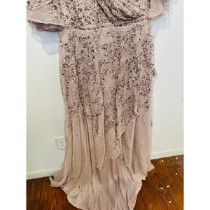 MAC DUGGAL 93681 Vintage Lilac Pink Sequined Butterfly High Low Gown Dress sz 10 thumbnail 6