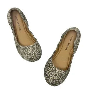 *NEW* Lucky Brand Emmie Ballet‎ Flat leopard print boho leather Size 7.5 B100 thumbnail 1