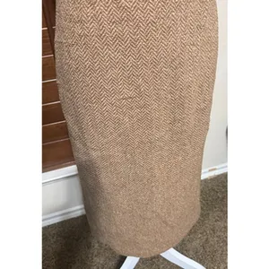 Ralph Lauren Black Label Wool Herringbone Tweed Sheath Dress Beige Midi Sz 2 thumbnail 4