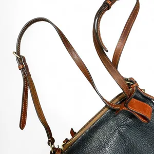 Dooney & Bourke Pebbled Leather‎ Crossbody Bag Black Brown Adjustable Purse thumbnail 6