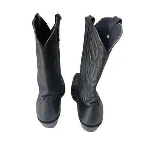Laredo Black Leather Cowboy Boots Metal Toe Tip Size 9 Western Chic Rodeo thumbnail 4