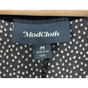 ModCloth Maxi Dress Black Polka Dot Square Neck Stretch Mod Indie Retro Party‎ M thumbnail 5