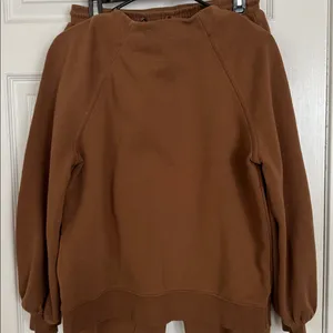 Banana Republic Women’s Cinnamon Brown Fleece Mockneck 2 pc Sweatsuit Size Med thumbnail 2