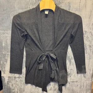 1951 | Dots‎ Tie Front Wrap Knit Cardigan Sweater Charcoal Gray Womens XL thumbnail 1